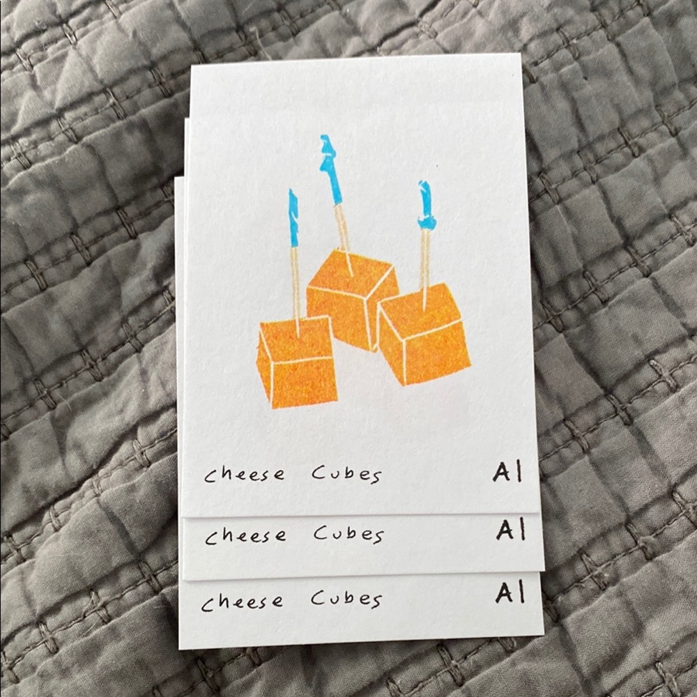 Cheese Cubes Mini Print - Orange and Blue